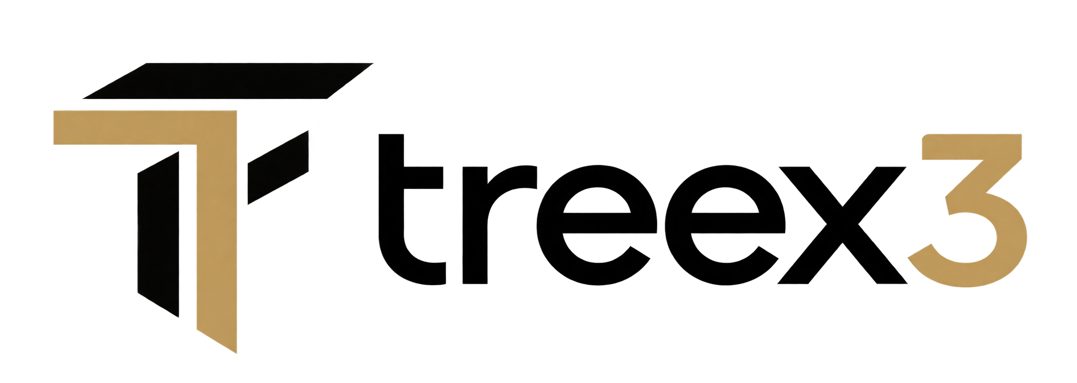 Treex3 black and champagne logo